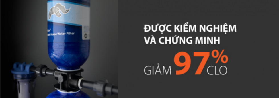 Sử dụng hệ thống lọc tổng gia đình khử tới 97% Clo trong nguồn nước